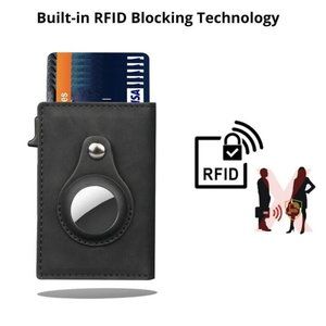 Airtag Wallet Case Leather Credit Card Holder Air Tag Money Holder Slim Cover